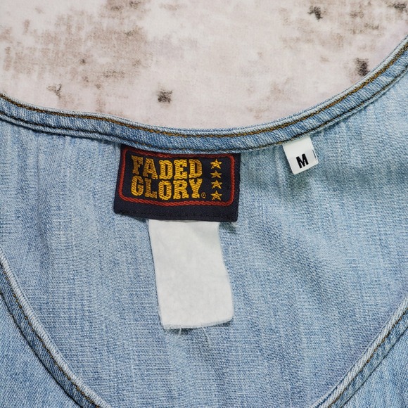 Vintage 90s Soft Girl Denim Zip Jumper Medium Coastal Dress Y2K Cottage - Picture 4 of 10